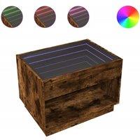 Berkfield Home Coffee Table with Infinity LED Smoked Oak 70x50x50 cm in Brown | Size: 70 x 50 x 50 cm