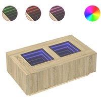 Berkfield Home Coffee Table with Infinity LED Sonoma Oak 116x69x40 cm in Brown | Size: 116 x 69 x 40 cm