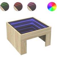 Berkfield Home Coffee Table with Infinity LED Sonoma Oak 50x50x30 cm in Brown | Size: 50 x 50 x 30 cm