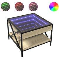 Berkfield Home Coffee Table with Infinity LED Sonoma Oak 50x50x38 cm in Brown | Size: 50 x 50 x 38 cm