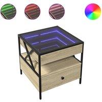 Berkfield Home Coffee Table with Infinity LED Sonoma Oak 50x50x51 cm in Brown | Size: 50 x 50 x 51 cm