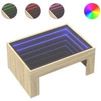 Berkfield Home Coffee Table with Infinity LED Sonoma Oak 70x50x30 cm in Brown | Size: 70 x 50 x 30 cm