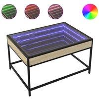 Berkfield Home Coffee Table with Infinity LED Sonoma Oak 70x50x41 cm in Brown | Size: 70 x 50 x 41 cm