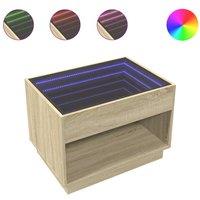Berkfield Home Coffee Table with Infinity LED Sonoma Oak 70x50x50 cm in Brown | Size: 70 x 50 x 50 cm