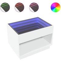 Berkfield Home Coffee Table with Infinity LED White 70x50x50 cm | Size: 70 x 50 x 50 cm