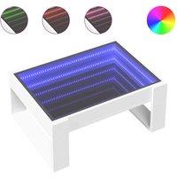 Berkfield Home Coffee Table with Infinity LED White 70x53x30 cm | Size: 70 x 53 x 30 cm