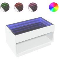 Berkfield Home Coffee Table with Infinity LED White 90x50x50 cm | Size: 90 x 50 x 50 cm
