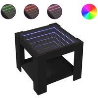 Berkfield Home Coffee Table with LED Black 53x53x45 cm Engineered Wood | Size: 53 x 53 x 45 cm