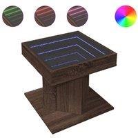 Berkfield Home Coffee Table with LED Brown Oak 50x50x45 cm Engineered Wood | Size: 50 x 50 x 45 cm