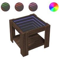 Berkfield Home Coffee Table with LED Brown Oak 53x53x45 cm Engineered Wood | Size: 53 x 53 x 45 cm