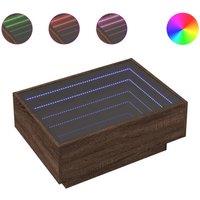 Berkfield Home Coffee Table with LED Brown Oak 70x50x30 cm Engineered Wood | Size: 70 x 50 x 30 cm