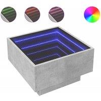 Berkfield Home Coffee Table with LED Concrete Grey 50x50x30 cm Engineered Wood | Size: 50 x 50 x 30 cm