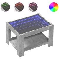 Berkfield Home Coffee Table with LED Concrete Grey 73x53x45 cm Engineered Wood | Size: 73 x 53 x 45 cm