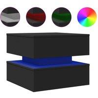 Berkfield Home Coffee Table with LED Lights Black 50x50x40 cm | Size: 50 x 50 x 40 cm