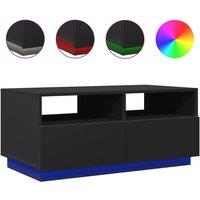 Berkfield Home Coffee Table with LED Lights Black 90x49x40 cm | Size: 90 x 49 x 40 cm