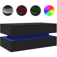 Berkfield Home Coffee Table with LED Lights Black 90x50x40 cm | Size: 90 x 50 x 40 cm