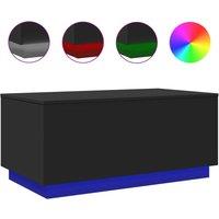 Berkfield Home Coffee Table with LED Lights Black 90x50x40 cm | Size: 90 x 50 x 40 cm