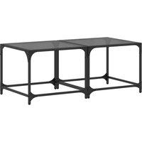 Berkfield Home Coffee Tables with Black Glass Top 2 pcs 50x50x40 cm Steel | Size: 50 x 50 x 40 cm