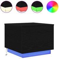 Berkfield Home Coffee Table with LED Lights Black Oak 50x50x40 cm | Size: 50 x 50 x 40 cm