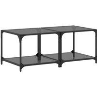 Berkfield Home Coffee Tables with Black Glass Top 2 pcs 50x50x40 cm Steel | Size: 50 x 50 x 40 cm