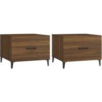 Berkfield Home Coffee Tables with Metal Legs 2 pcs Brown Oak 50x50x40 cm | Size: 50 x 50 x 40 cm