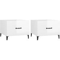 Berkfield Home Coffee Tables with Metal Legs 2 pcs High Gloss White 50x50x40 cm | Size: 50 x 50 x 40 cm