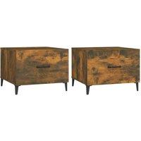Berkfield Home Coffee Tables with Metal Legs 2 pcs Smoked Oak 50x50x40 cm in Brown | Size: 50 x 50 x 40 cm