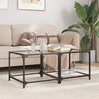 Berkfield Home Coffee Tables with Transparent Glass Top 2 pcs 50x50x40 cm Steel | Size: 50 x 50 x 40 cm