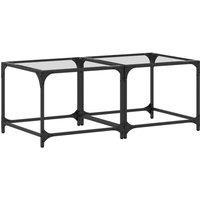 Berkfield Home Coffee Tables with Transparent Glass Top 2 pcs 50x50x40 cm Steel | Size: 50 x 50 x 40 cm