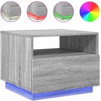 Berkfield Home Coffee Table with LED Lights Grey Sonoma 50x49x40 cm | Size: 50 x 49 x 40 cm