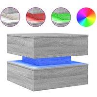 Berkfield Home Coffee Table with LED Lights Grey Sonoma 50x50x40 cm | Size: 50 x 50 x 40 cm