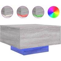Berkfield Home Coffee Table with LED Lights Grey Sonoma 55x55x31 cm | Size: 55 x 55 x 31 cm