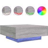 Berkfield Home Coffee Table with LED Lights Grey Sonoma 80x80x31 cm | Size: 80 x 80 x 31 cm