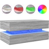 Berkfield Home Coffee Table with LED Lights Grey Sonoma 90x50x40 cm | Size: 90 x 50 x 40 cm
