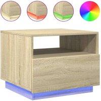 Berkfield Home Coffee Table with LED Lights Sonoma Oak 50x49x40 cm in Brown | Size: 50 x 49 x 40 cm
