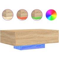 Berkfield Home Coffee Table with LED Lights Sonoma Oak 85x55x31 cm in Brown | Size: 85 x 55 x 31 cm