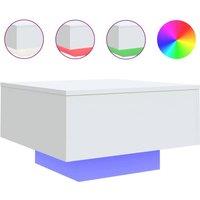 Berkfield Home Coffee Table with LED Lights White 55x55x31 cm | Size: 55 x 55 x 31 cm