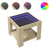 Berkfield Home Coffee Table with LED Sonoma Oak 53x53x45 cm Engineered Wood in Brown | Size: 53 x 53 x 45 cm