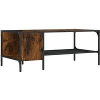 Berkfield Home Coffee Table with Rack Smoked Oak 100x51x40 cm Engineered Wood in Brown | Size: 100 x 51 x 40 cm