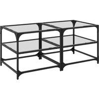 Berkfield Home Coffee Tables with Transparent Glass Top 2 pcs 50x50x45 cm Steel | Size: 50 x 50 x 45 cm