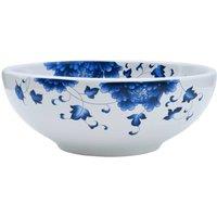 Berkfield Home Countertop Basin White & Blue Round 41x14 cm Ceramic | Size: 41x14 cm