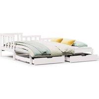 Berkfield Home Daybed with Trundle & Drawers Frame White 90x190 cm Single