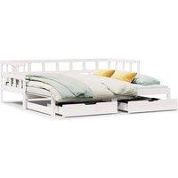 Berkfield Home Daybed with Trundle & Drawers Frame White 90x190 cm Single