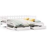 Berkfield Home Daybed with Trundle & Drawers Frame White 90x190 cm Single