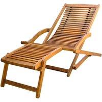 Berkfield Home Deck Chair with Footrest Solid Acacia Wood in Brown