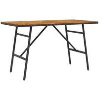 Berkfield Home Dining Table - Black, 110x55x62 cm, Made from Solid Acacia Wood in Brown | Size: 110 x 55 x 62 cm