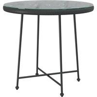 Berkfield Home Dining Table Black 80 cm Tempered Glass & Steel