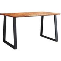 Berkfield Home Dining Table with Live Edge 140x80x75 cm Solid Wood Acacia in Brown | Size: 140 x 80 x 75 cm