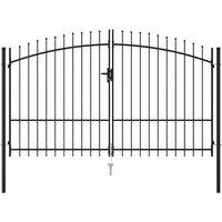 Berkfield Home Fence Gate Double Door with Spike Top Steel 3x1.75 m Black