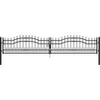Berkfield Home Fence Gate with Spear Top Black 406x120 cm Powder-coated Steel
